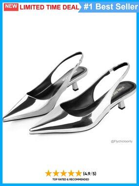 Women's Slingback Kitten Heels Pointed Toe Low Heel Pump Shoes